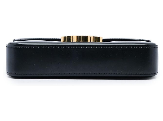 Céline Celine Claude Schultertasche aus glänzendem schwarzem Kalbsleder mit Triomphe - Ansicht 3