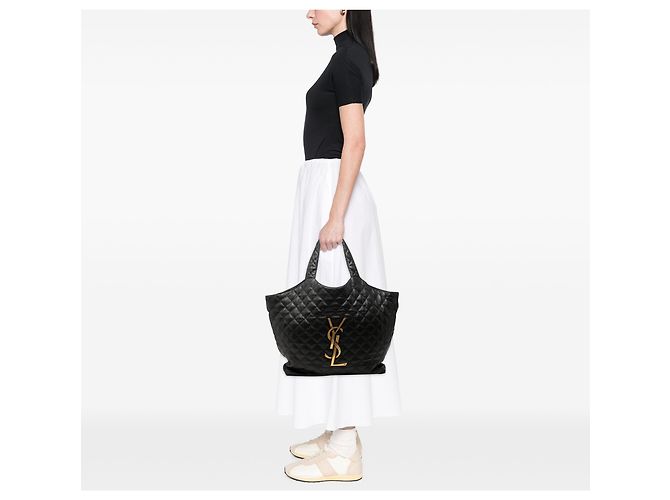 Autre Marque Saint Laurent Icare Shopping Tote aus gestepptem Lammleder in Schwarz Maxi - Ansicht 6