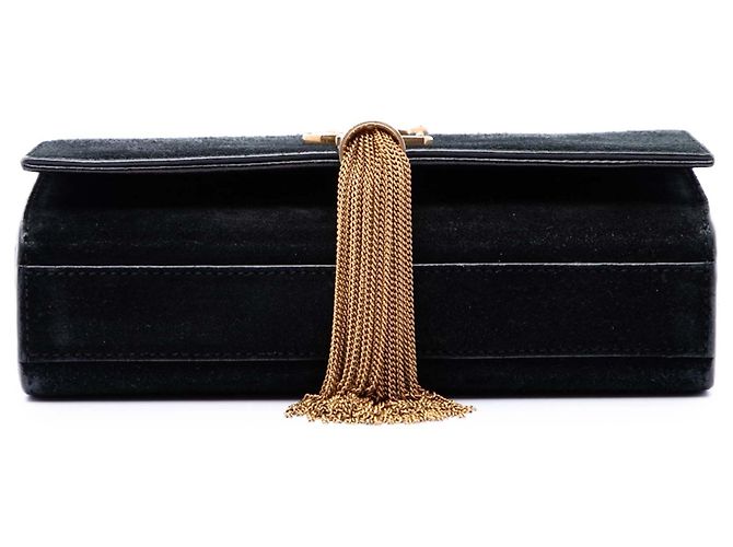Autre Marque Saint Laurent Black Small Suede Monogram Kate Tassel Crossbody Nero - vista 3