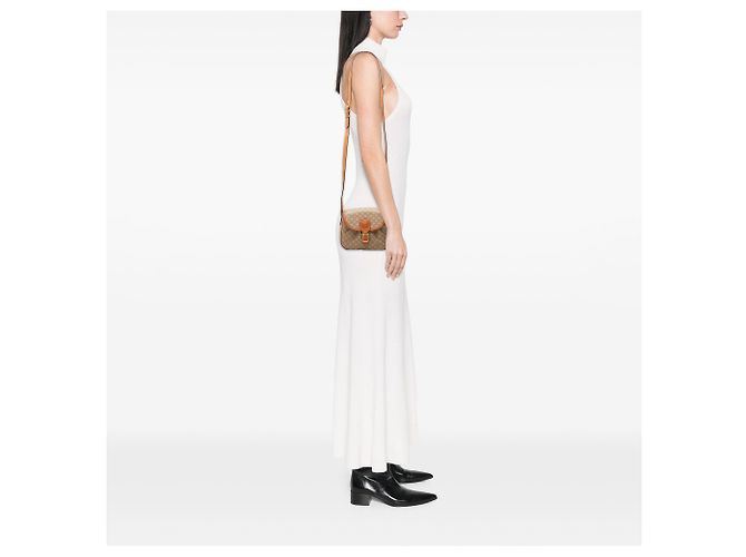 Céline Sac bandoulière Celine Beige Macadam Coated Canvas - vue 6