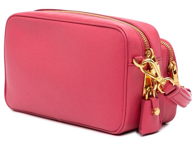 Borsa Camera Prada in Saffiano rosa con doppia zip - vista 2