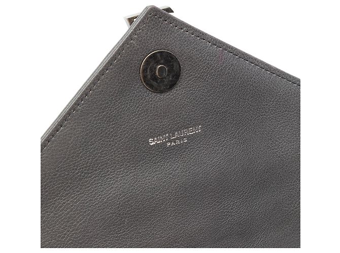 Autre Marque Saint Laurent College Satchel aus Lammleder in Grau, Chevron-Steppung, Medium Braun Anthrazitgrau - Ansicht 5