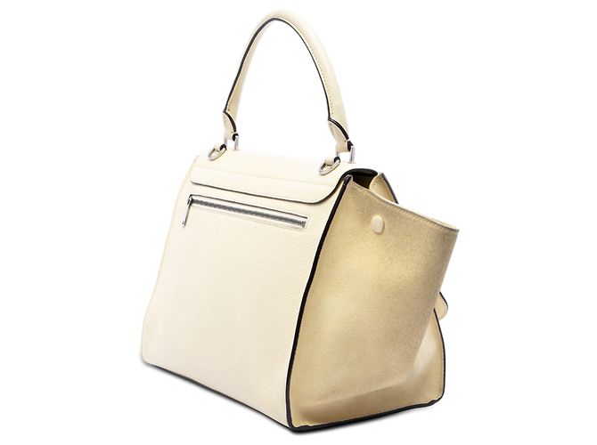 Céline Sac Trapeze Celine Medium Bicolor en cuir de veau et daim Marron Beige - vue 2