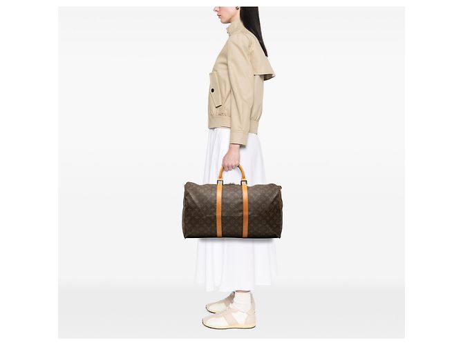 Louis Vuitton Brown Monogram Keepall 50 Marrom - vista 6