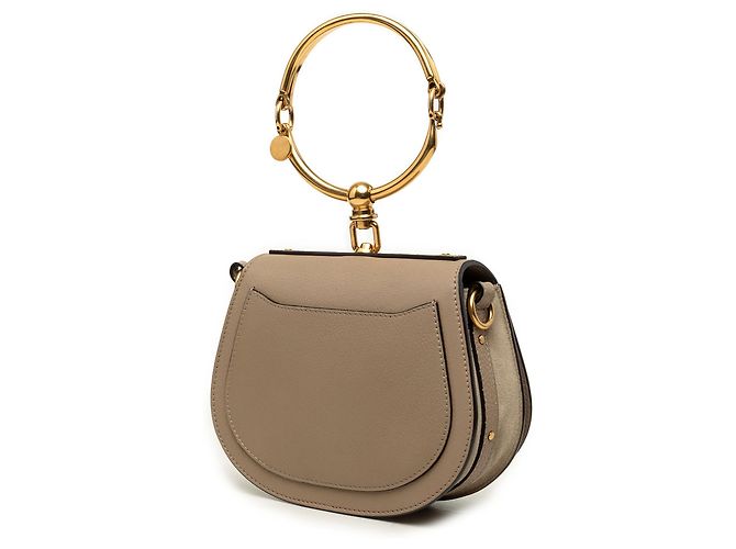 Chloé Nile Kleine Lederhandtasche Grau mit Armband Braun - vista 2