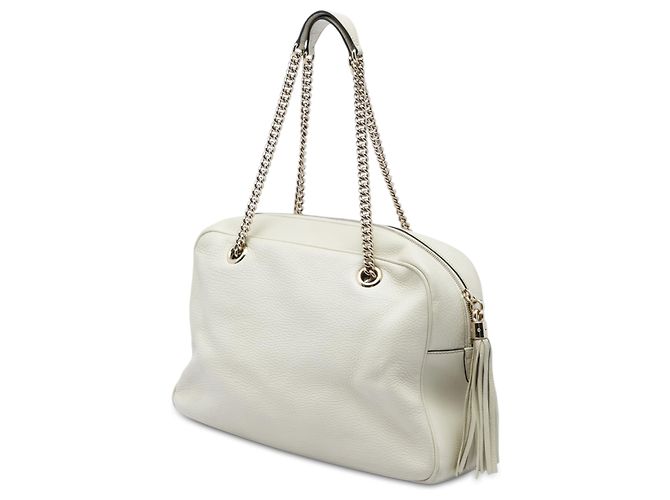 Borsa a tracolla Gucci Soho in vitello bianco con catena - vista 2