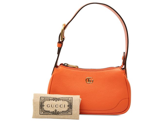Borsa a tracolla Mini Aphrodite in pelle arancione Gucci - vista 7