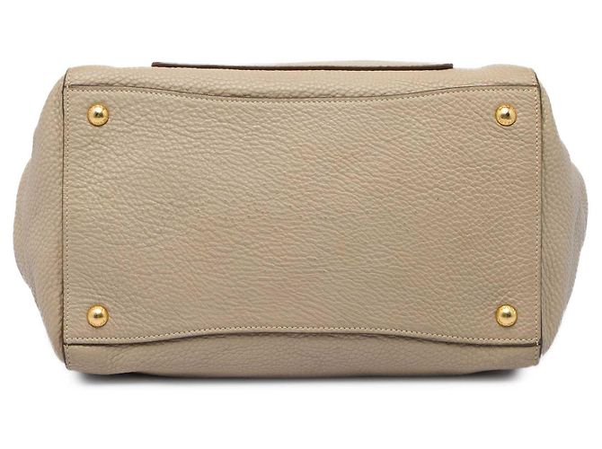 Tote Aberto Conversível Prada Beige Vitello Daino com Bolso Frontal Bege - vista 3