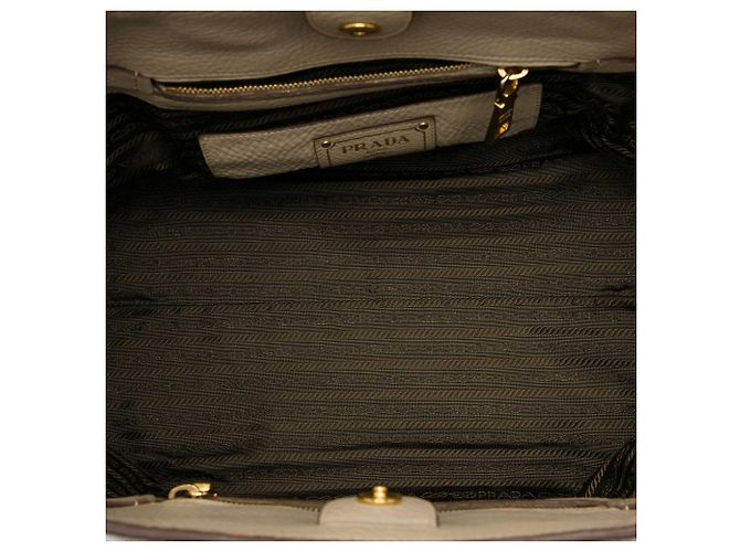 Tote Aberto Conversível Prada Beige Vitello Daino com Bolso Frontal Bege - vista 4