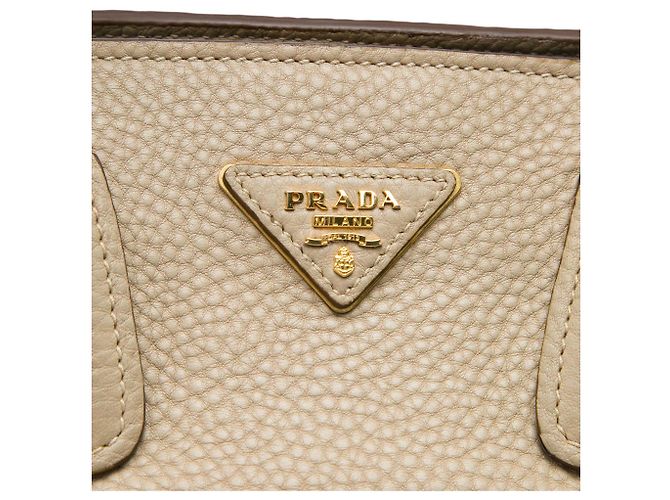 Tote Aberto Conversível Prada Beige Vitello Daino com Bolso Frontal Bege - vista 5