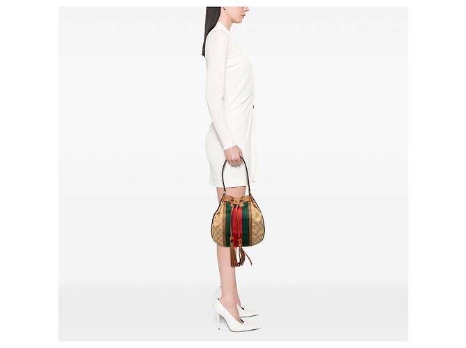 Borsa Hobo Rania in tela GG beige Gucci - vista 6