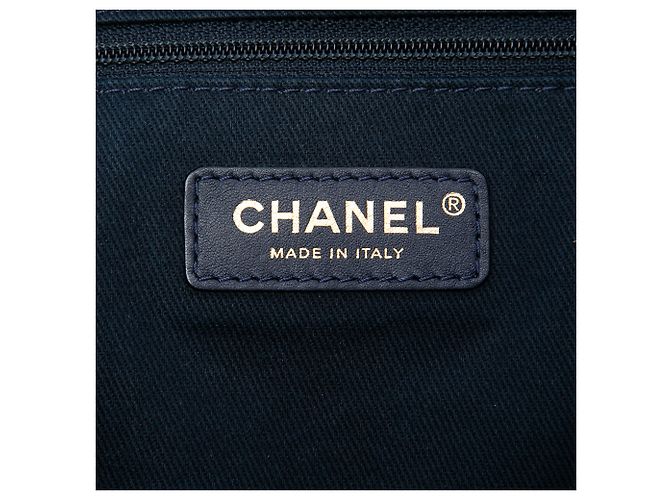 Borsa Tote Chanel Deauville Medium in tela blu - vista 5