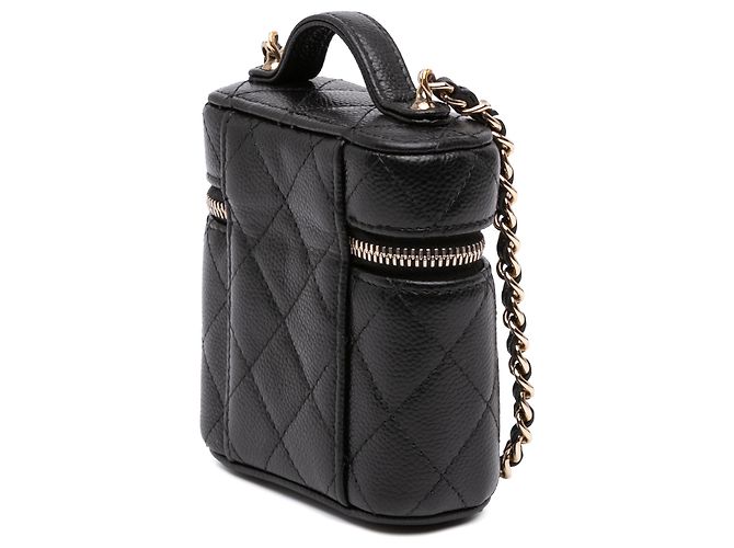 Chanel Mini Vanity Case em couro Caviar preto com pega e estojo de cuidados - Ansicht 2