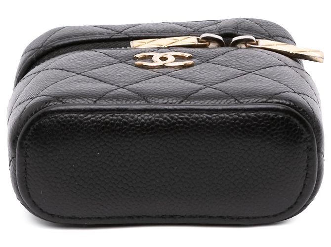 Chanel Mini Vanity Case em couro Caviar preto com pega e estojo de cuidados - Ansicht 3