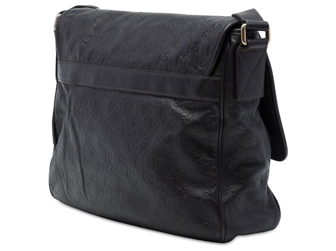Bolsa Messenger Gucci Black Guccissima Preto - vista 2