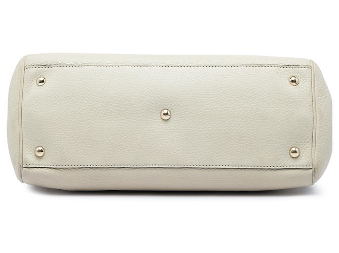Borsa Gucci White Medium Calfskin Bamboo Shopper Satchel Bianco - vista 3