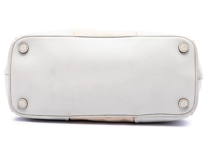 Borsa Galleria Double Zip Prada Beige in tela e pelle City Calf con impunture, Small - vista 3