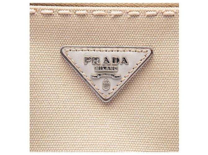 Borsa Galleria Double Zip Prada Beige in tela e pelle City Calf con impunture, Small - vista 5