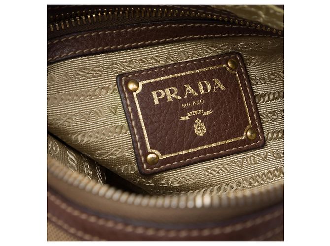 Prada Beige Canvas Canapa Logo Crossbody - vista 5