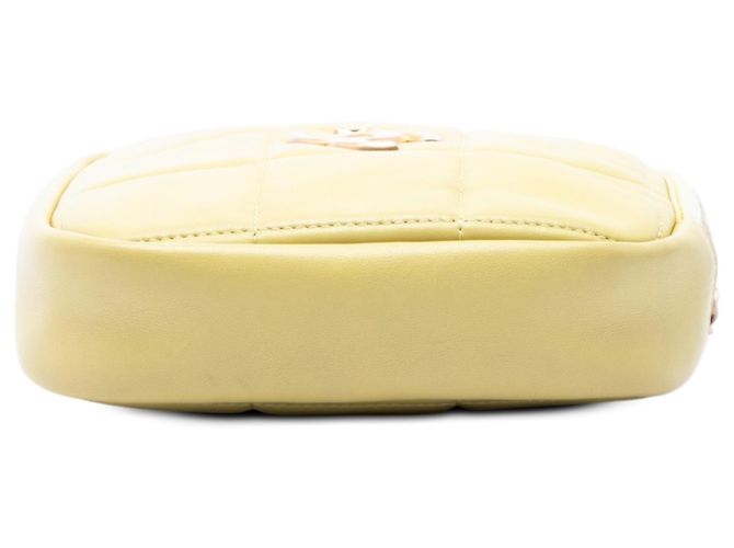 Chanel Yellow CC Quilted Lambskin Diamond Clutch mit Kette Gelb - Ansicht 3