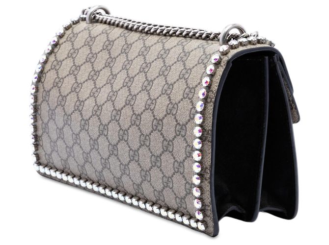 Borsa a tracolla Gucci Dionysus Medium GG Supreme Beige con cristalli - vista 2