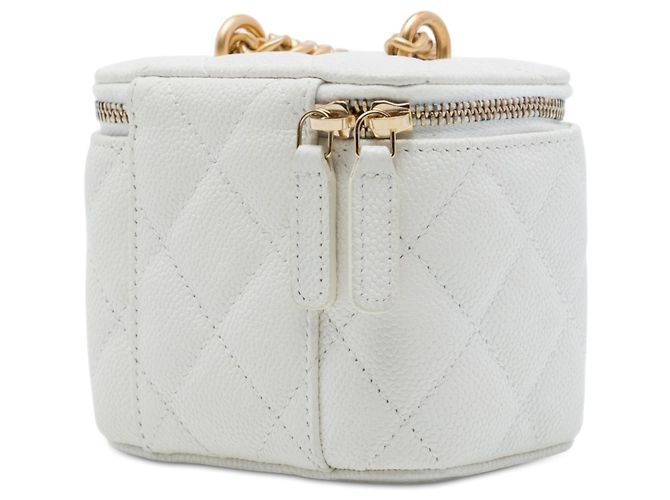 Mini vanity case Chanel White Quilted Caviar CC Sweetheart con cadena Blanco - vista 2