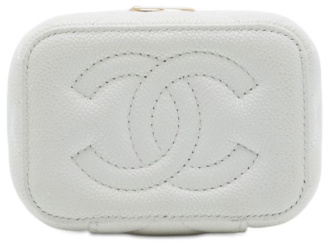 Mini vanity case Chanel White Quilted Caviar CC Sweetheart con cadena Blanco - vista 3