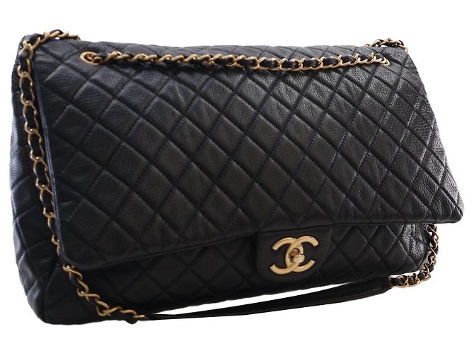 Chanel Black XXL Quilted Calfskin Travel Flap Nero - vista 8