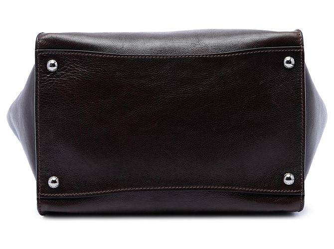 Double Bolsa Prada em couro de bezerro glace marrom com alça dupla e bolso duplo Castanho escuro - vista 3