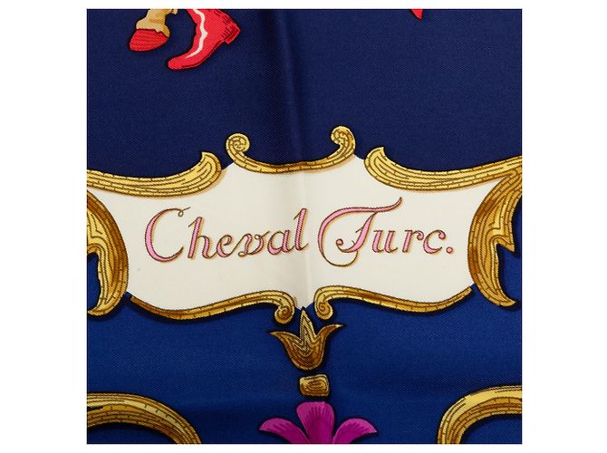 Pañuelo de seda Hermès Blue Cheval Turc 90 Azul - vista 5