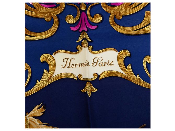 Pañuelo de seda Hermès Blue Cheval Turc 90 Azul - vista 6