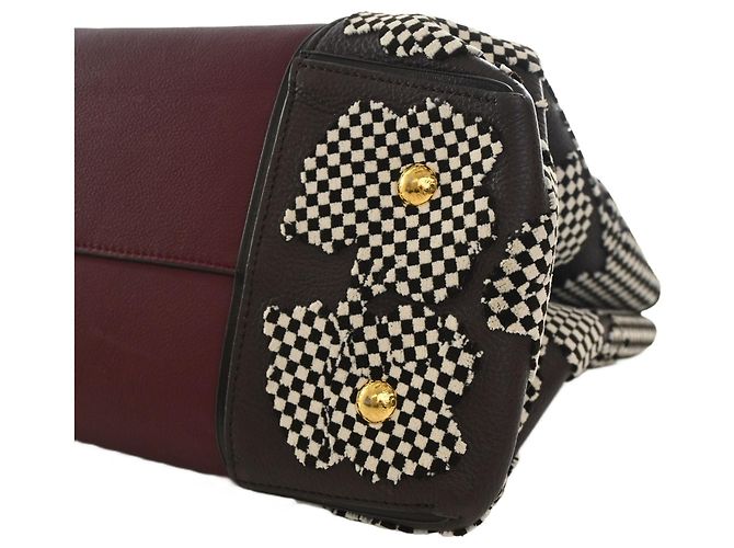 Borsa Tote Louis Vuitton Red Veau Cachemire Patchwork W GM Rosso Bordò - vista 9