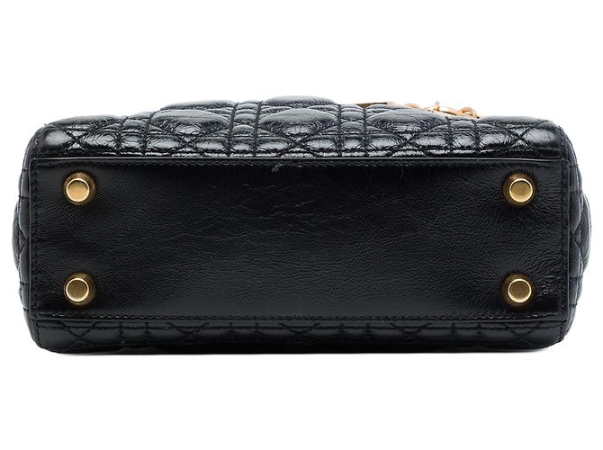 Autre Marque Dior Black Small Crinkled Patent Cannage My ABCDior Lady Dior Nero - vista 3