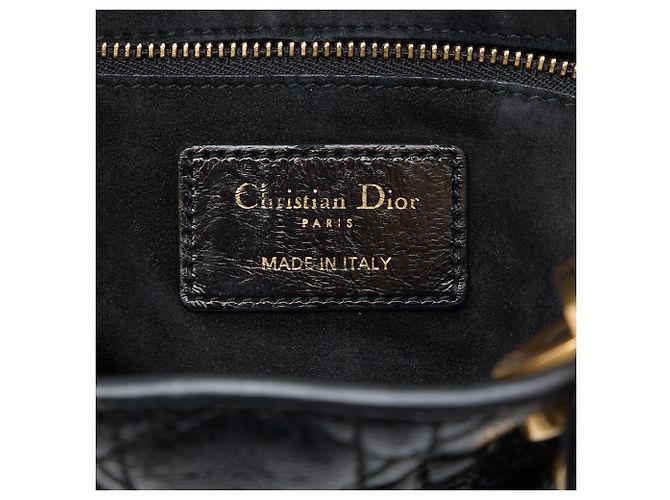 Autre Marque Dior Black Small Crinkled Patent Cannage My ABCDior Lady Dior Nero - vista 5