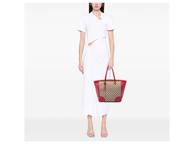 Borsa Tote con zip Gucci Bree in tela GG beige - vista 6