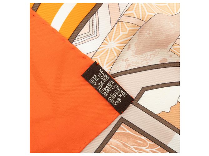 Lenço de seda Hermès Orange Quadrige 70 Laranja - vista 5