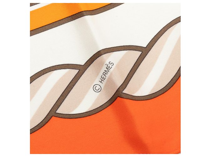 Lenço de seda Hermès Orange Quadrige 70 Laranja - vista 6