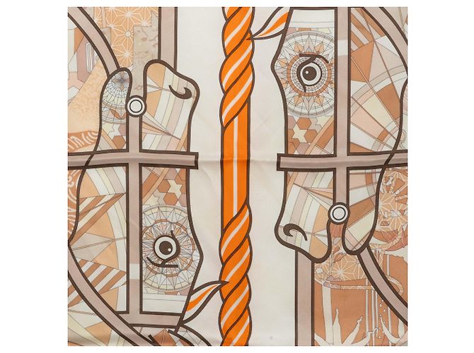 Lenço de seda Hermès Orange Quadrige 70 Laranja - vista 8