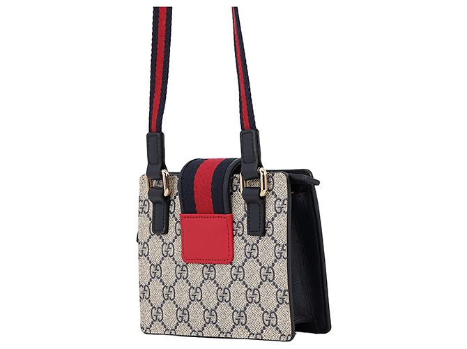 Borsa a tracolla Gucci Kids GG Supreme Heart Web Beige - vista 2