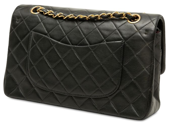Chanel Black Medium Classic Lambskin Double Flap Negro - vista 2