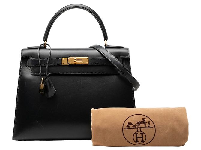 Hermès Black Box Calf Kelly Sellier 28 Negro - vista 9