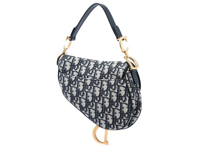 Autre Marque Dior Saddle Mini Bag aus blauer Oblique Canvas Marineblau - Ansicht 2