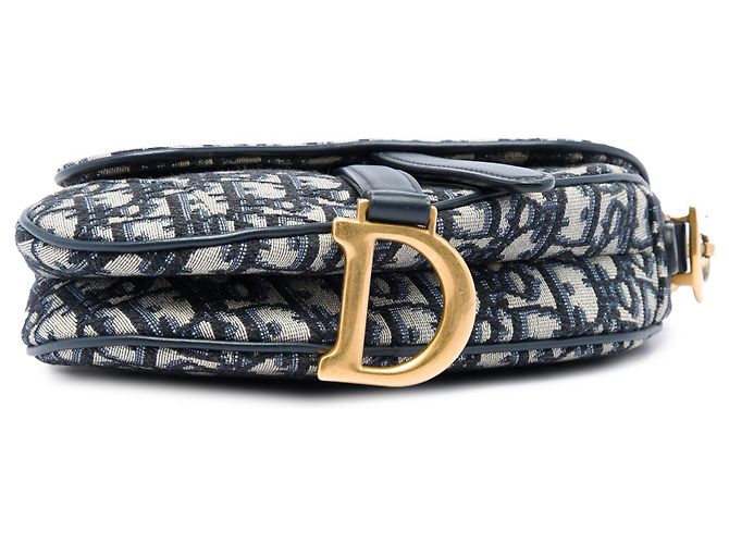 Autre Marque Dior Saddle Mini Bag aus blauer Oblique Canvas Marineblau - Ansicht 3