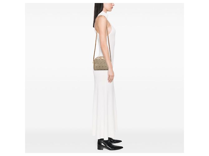 Borsa a tracolla Dior in tela rivestita beige a nido d'ape - vista 6