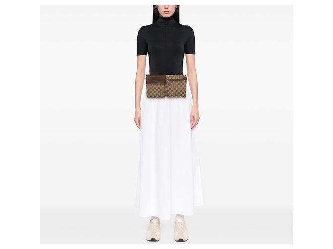 Bolso cinturón Gucci de lona GG beige con doble bolsillo - vista 6
