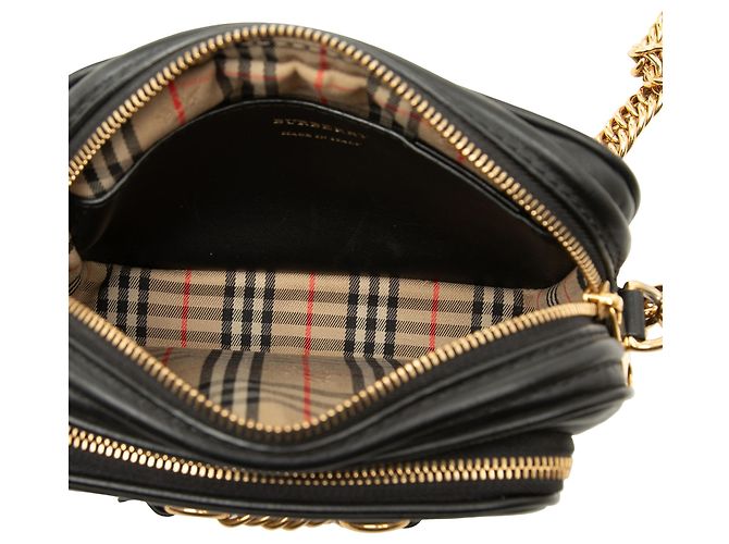Bolsa Camera Burberry em couro de bezerro preto com corrente - vista 4