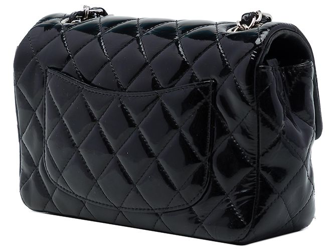 Chanel Black Mini Rectangular Classic Patent Single Flap Noir - vue 2