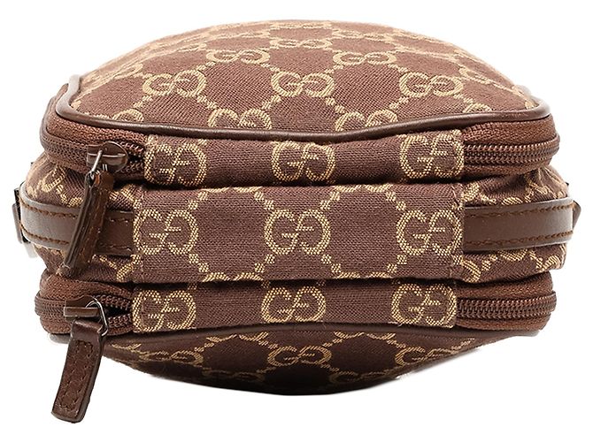 Pouch accessori Gucci in tela GG marrone con doppia zip - vista 3
