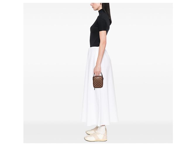 Pouch accessori Gucci in tela GG marrone con doppia zip - vista 7