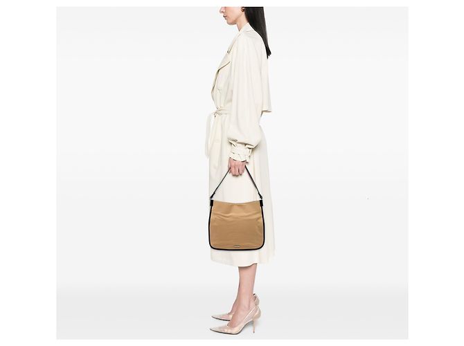 Borsa a tracolla Gucci in tela beige con banda Web - vista 5